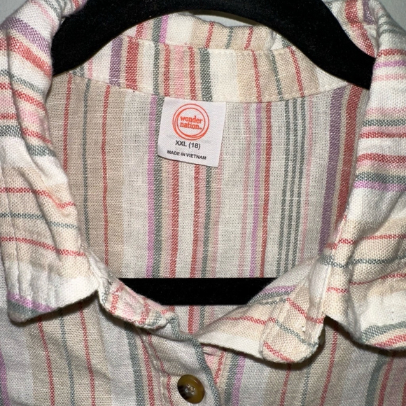 Girls Wonder Nation Striped Crop Top XXL (18) Multi-color Button Down New NWT - Picture 3 of 8
